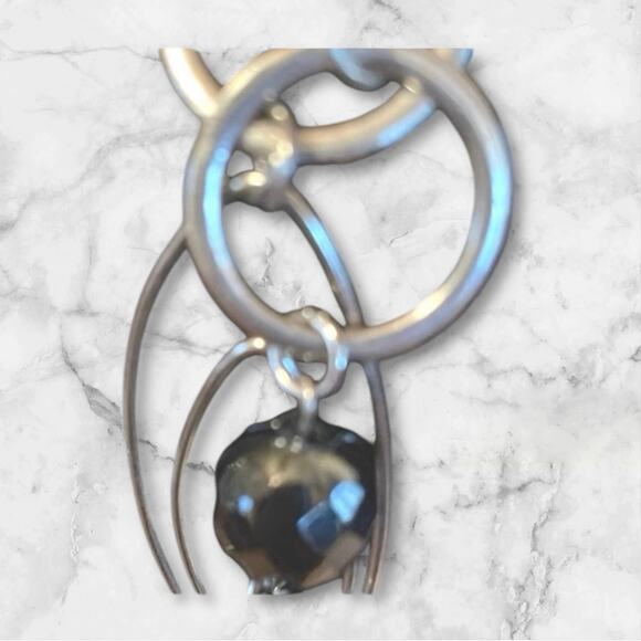 Graziano faceted beaded silver tone loops two stand Necklace Boho Chic - Picture 3 of 5